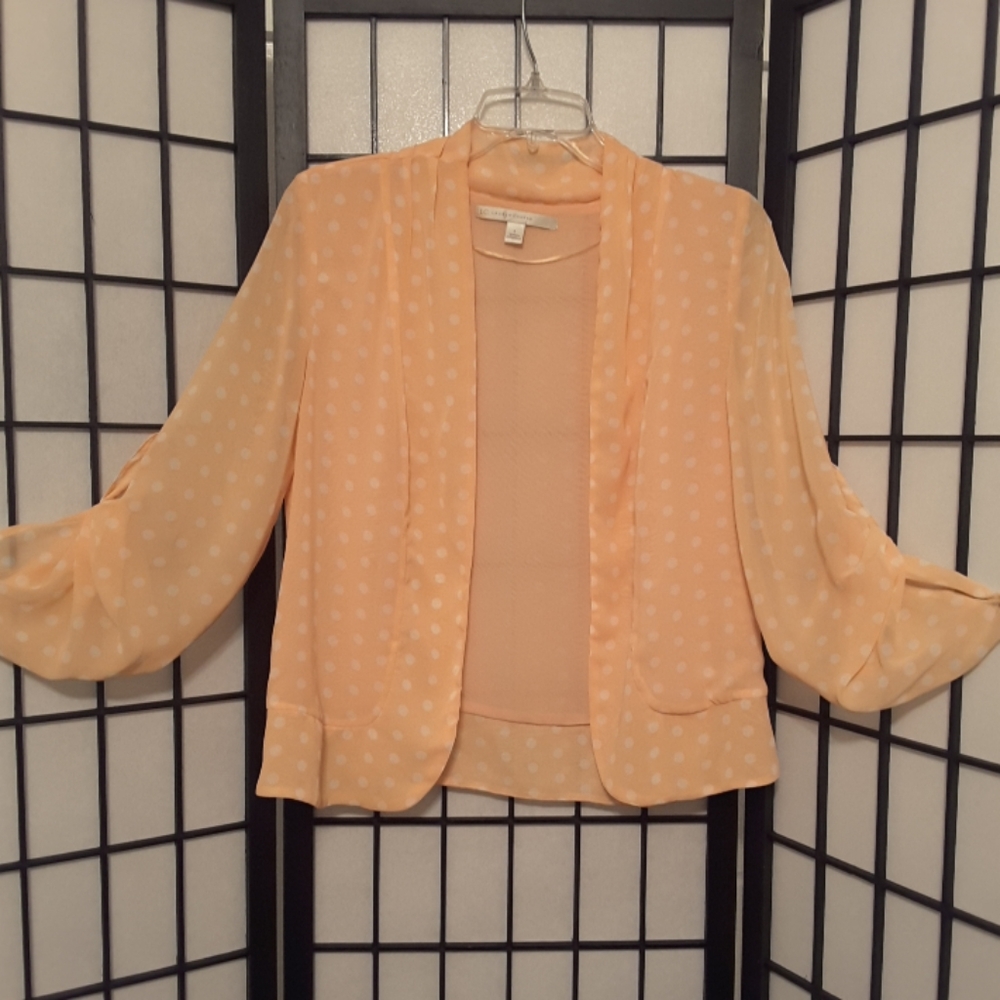 Lauren Conrad Peach & White Poka Dot Jacket sz Small